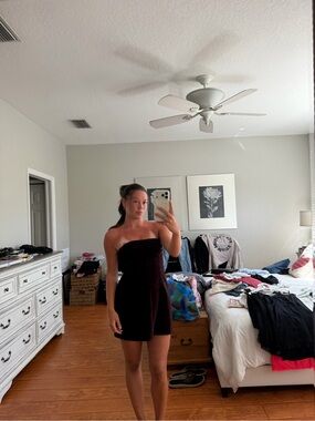 Zara Strapless Mini Dress in Deep Wine